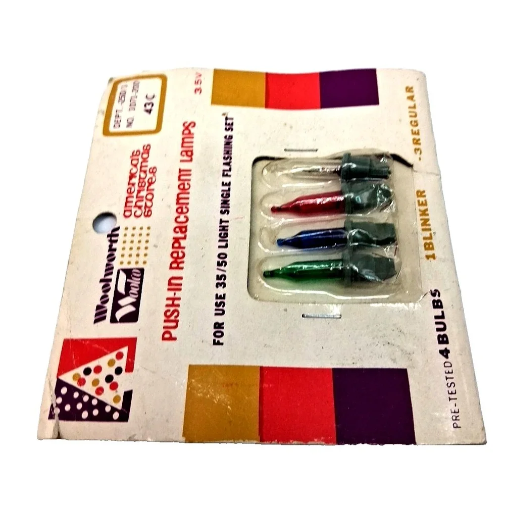 Vintage Package Of Woolworth‎ Push In Replacement Christmas Lamps Pack of 4
